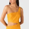 Asymmetrische jurk van linnenmix