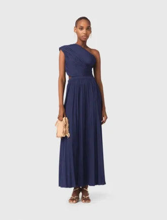 Asymmetrische maxi-jurk met plooien