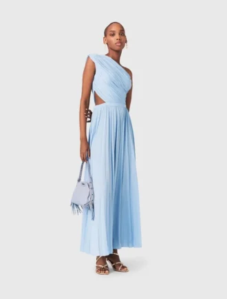 Asymmetrische maxi-jurk met plooien