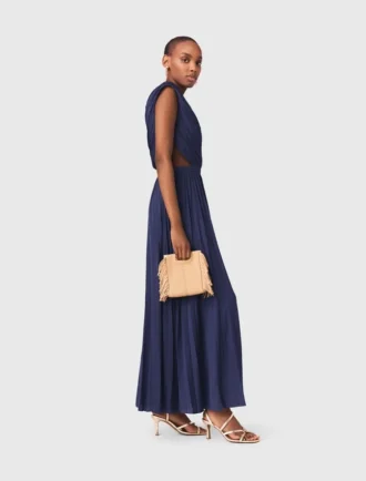 Asymmetrische maxi-jurk met plooien
