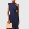 Asymmetrische maxi-jurk met plooien