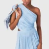Asymmetrische maxi-jurk met plooien