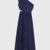 Asymmetrische maxi-jurk met plooien