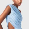 Asymmetrische maxi-jurk met plooien