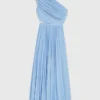 Asymmetrische maxi-jurk met plooien