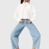 Ballonjeans met textuur