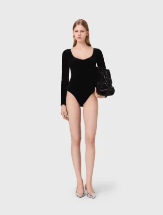 Bodysuit met fluweel en korsetdetails
