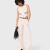 Broek met wijde pijpen en tweed-effect