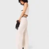 Broek met wijde pijpen en tweed-effect