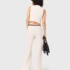 Broek met wijde pijpen en tweed-effect