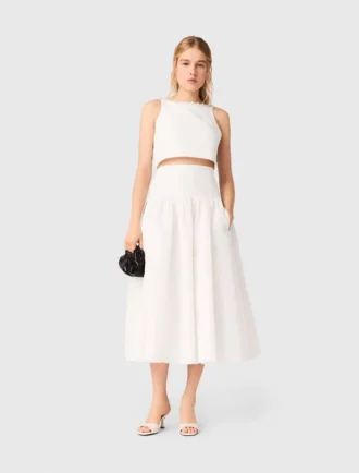 Crop top van taft met kraag met juwelen