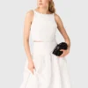 Crop top van taft met kraag met juwelen