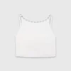 Crop top van taft met kraag met juwelen