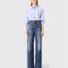 Denimjeans met wijde pijpen en studs