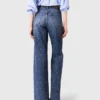 Denimjeans met wijde pijpen en studs