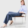 Denimjeans met wijde pijpen en studs