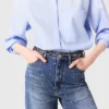 Denimjeans met wijde pijpen en studs