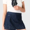 Denimskort met geborduurd gelaagd effect