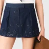 Denimskort met geborduurd gelaagd effect