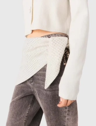 Driehoekige sjaal van wol met strass