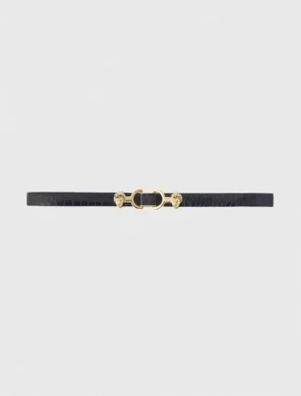 Dunne leren riem met leeuwenbit