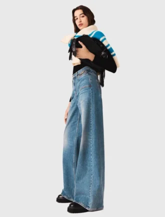 Flared jeans met ketting