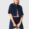 Geborduurd kort denim shirt
