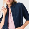 Geborduurd kort denim shirt