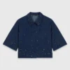 Geborduurd kort denim shirt