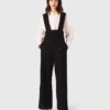 Geborduurde broek met bretels