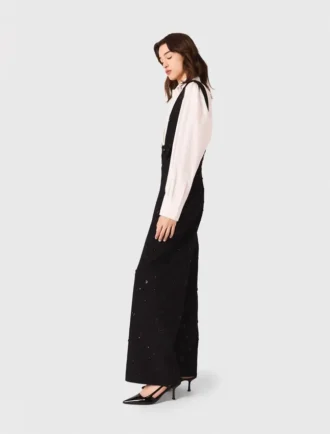 Geborduurde broek met bretels