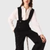 Geborduurde broek met bretels