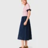 Geborduurde denim midirok