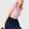 Geborduurde denim midirok