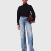 Geborduurde jeans met wijde pijpen