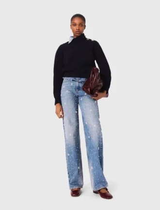 Geborduurde jeans met wijde pijpen