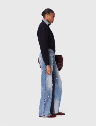Geborduurde jeans met wijde pijpen