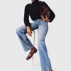 Geborduurde jeans met wijde pijpen