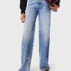 Geborduurde jeans met wijde pijpen