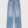 Geborduurde jeans met wijde pijpen
