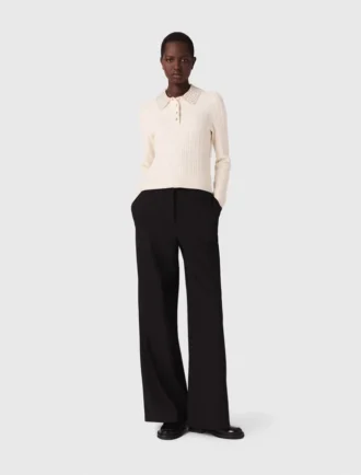 Gebreid poloshirt met kraag met strass-steentjes