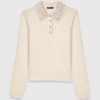 Gebreid poloshirt met kraag met strass-steentjes