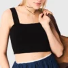 Gebreide crop top met bandjes