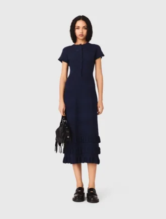 Gebreide maxi-jurk met ruches