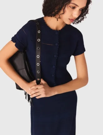 Gebreide maxi-jurk met ruches