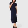Gebreide maxi-jurk met ruches