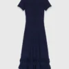 Gebreide maxi-jurk met ruches