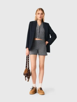 Gebreide short met strass-steentjes
