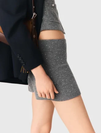 Gebreide short met strass-steentjes
