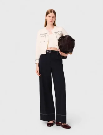 Gecropte vest met stiksels
